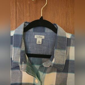 L.L. Bean Blue Plaid Button Down Shirt